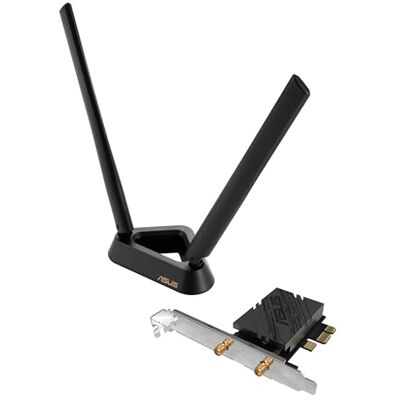 Asus PCE-BE92BT WiFi 7 PCI-E adapter met 2 externe antennes en magnetische basis, compatibel met 6 GHz, 320 MHz, Bluetooth 5.4, WPA3, OFDMA en MU-MIMO netwerkbeveiliging Asus PCE-BE92BT WiFi 7 PCI-E adapter met 2 externe antennes en magnetische basis, compatibel met 6 GHz, 320 MHz, Bluetooth 5.4, WPA3, OFDMA en MU-MIMO netwerkbeveiliging