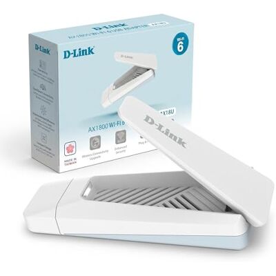 D-Link AX18U AX1800 Wi-Fi 6 USB-adapters (MU-MIMO, dual-band, opvouwbare antenne, WPA3, USB 3.0, compatibel met Windows 11/10) D-Link AX18U AX1800 Wi-Fi 6 USB-adapters (MU-MIMO, dual-band, opvouwbare antenne, WPA3, USB 3.0, compatibel met Windows 11/10)