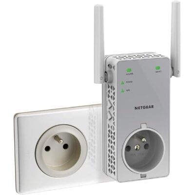 Netgear WiFi Repeater (EX3800), WiFi Amplifier AC750, WiFi Booster, tot 70m², krachtige WiFi repeater, WiFi Extender met geïntegreerd stopcontact, Compatible met alle internetboxen, wit Amplificateur WiFi, installation facile, 15 appareils, fonctionne a Netgear WiFi Repeater (EX3800), WiFi Amplifier AC750, WiFi Booster, tot 70m², krachtige WiFi repeater, WiFi Extender met geïntegreerd stopcontact, Compatible met alle internetboxen, wit Amplificateur WiFi, installation facile, 15 appareils, fonctionne a