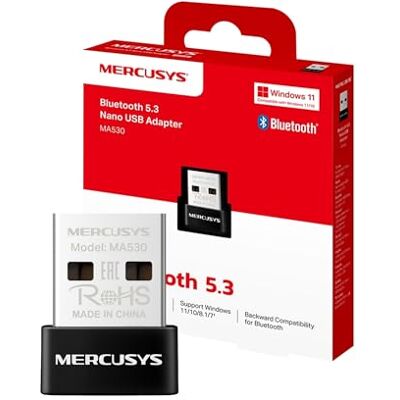 MERCUSYS MA530 Nano USB Bluetooth 5.3 adapter, snelle en stabiele verbinding, compatibel met Windows 11/10/8.1/7, plug & play, voor computer, hoofdtelefoon, luidspreker en toetsenbord MERCUSYS MA530 Nano USB Bluetooth 5.3 adapter, snelle en stabiele verbinding, compatibel met Windows 11/10/8.1/7, plug & play, voor computer, hoofdtelefoon, luidspreker en toetsenbord