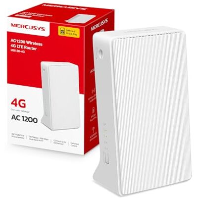 MERCUSYS MB130-4G SIM-router, LTE CAT4, Wi-Fi AC1200, compatibel met alle operators, FDD en TDD, plug-and-play, app-configuratie en -beheer MERCUSYS MB130-4G SIM-router, LTE CAT4, Wi-Fi AC1200, compatibel met alle operators, FDD en TDD, plug-and-play, app-configuratie en -beheer