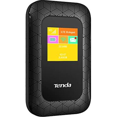 Tenda 4G Mobile Hotspot, 4G LTE Cat4 150Mbps MiFi, 4G-router, USB-interface opladen 2100 mAh batterij, geen configuratie vereist (4G185), zwart Tenda 4G Mobile Hotspot, 4G LTE Cat4 150Mbps MiFi, 4G-router, USB-interface opladen 2100 mAh batterij, geen configuratie vereist (4G185), zwart