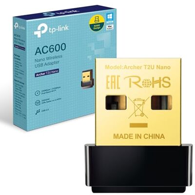TP-Link AC600 USB Wi-Fi Dongle, Dual Band 5GHz draadloze adapter voor pc, desktop en laptop, ondersteunt Windows 11/10/8.1/8/7/XP, Mac OS 10.9-10.13 (Archer T2U Nano) TP-Link AC600 USB Wi-Fi Dongle, Dual Band 5GHz draadloze adapter voor pc, desktop en laptop, ondersteunt Windows 11/10/8.1/8/7/XP, Mac OS 10.9-10.13 (Archer T2U Nano)