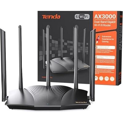 Tenda Wifi-router 6 RX12 Pro, AX3000 dual-band wifi-router, 5 x 6 dBi krachtige antennes, brede dekking, LAN/WAN ethernetpoorten zonder configuratie, intelligent bezoekersbeheer Tenda Wifi-router 6 RX12 Pro, AX3000 dual-band wifi-router, 5 x 6 dBi krachtige antennes, brede dekking, LAN/WAN ethernetpoorten zonder configuratie, intelligent bezoekersbeheer