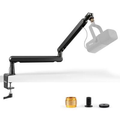 FIFINE Microfoonarm, verstelbare platte schacht, microfoonhouder met microfoonclip, schroefadapter, kabelbeheer, voor podcast, streaming, games, studio FIFINE Microfoonarm, verstelbare platte schacht, microfoonhouder met microfoonclip, schroefadapter, kabelbeheer, voor podcast, streaming, games, studio