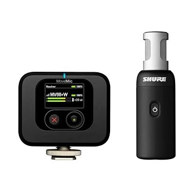 Shure MoveMic 88+ draadloze microfoonkit – professionele audio-recorder voor film/veld opnamen interviews, stereo microfoon 4 poolpatronen compatibel met iOS/Android via MOTIV App (MV88+W-KIT-Z6) Shure MoveMic 88+ draadloze microfoonkit – professionele audio-recorder voor film/veld opnamen interviews, stereo microfoon 4 poolpatronen compatibel met iOS/Android via MOTIV App (MV88+W-KIT-Z6)