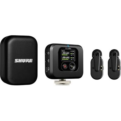 Shure MoveMic Two Kit Pro Draadloze Lavalier Microfoons met camera-ontvanger voor DSLR's, iPhone & Android, Bluetooth Mini Mic, 24 uur opladen, IPX4, Compact & Draagbare Clip Lavs (MV-TWO-Z6) Shure MoveMic Two Kit Pro Draadloze Lavalier Microfoons met camera-ontvanger voor DSLR's, iPhone & Android, Bluetooth Mini Mic, 24 uur opladen, IPX4, Compact & Draagbare Clip Lavs (MV-TWO-Z6)