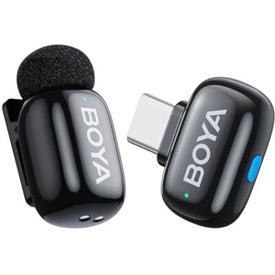 BOYA Draadloze mini-Lavalier-microfoon voor Android/Type-C, miniatuurmicrofoon met AI-spraakwisseling, ruisonderdrukking en oplaadcase, microfoon met klem van metaal BOYA Draadloze mini-Lavalier-microfoon voor Android/Type-C, miniatuurmicrofoon met AI-spraakwisseling, ruisonderdrukking en oplaadcase, microfoon met klem van metaal