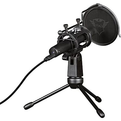 GXTrust Trust Gaming GXT 241 Velica Micro PC USB Streaming, met statief en anti-popfilter, gamer-microfoon, ASMR, studio-opname, zang, twitch, YouTube, PC/computer, zwart GXTrust Trust Gaming GXT 241 Velica Micro PC USB Streaming, met statief en anti-popfilter, gamer-microfoon, ASMR, studio-opname, zang, twitch, YouTube, PC/computer, zwart
