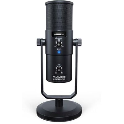 M-Audio UBER MIC USB-condensatormicrofoon voor gaming, streaming, podcast, opname met 4 richtingen, mute-knop, hoofdtelefoonuitgang M-Audio UBER MIC USB-condensatormicrofoon voor gaming, streaming, podcast, opname met 4 richtingen, mute-knop, hoofdtelefoonuitgang