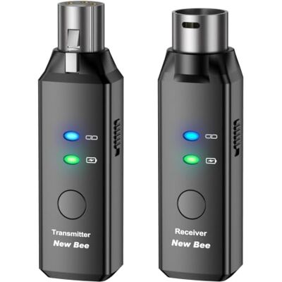 New Bee 5,8 GHz draadloze XLR-zender en ontvanger voor 48 V dynamische microfoon 5,8 GHz, 20H batterij, 6 kanalen, bereik 30,5 m, 24 bits/48 kHz, werkt voor DJ, bruiloft, kerk, live podium New Bee 5,8 GHz draadloze XLR-zender en ontvanger voor 48 V dynamische microfoon 5,8 GHz, 20H batterij, 6 kanalen, bereik 30,5 m, 24 bits/48 kHz, werkt voor DJ, bruiloft, kerk, live podium