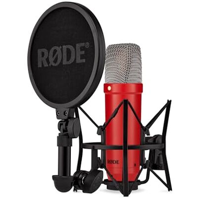 RØDE NT1 Signature Series condensatormicrofoon met groot membraan met schokbestendige houder, popfilter en XLR-kabel voor muziekproductie, spraakopname, streaming en podcasting RØDE NT1 Signature Series condensatormicrofoon met groot membraan met schokbestendige houder, popfilter en XLR-kabel voor muziekproductie, spraakopname, streaming en podcasting