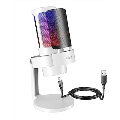 FIFINE USB-microfoon voor pc, gaming-microfoon voor streaming podcast studio, USBC-microfoon voor PS4, PS5, Mac met RGB-bediening, mute-schakelaar, hoofdtelefoonaansluiting, popfilter FIFINE USB-microfoon voor pc, gaming-microfoon voor streaming podcast studio, USBC-microfoon voor PS4, PS5, Mac met RGB-bediening, mute-schakelaar, hoofdtelefoonaansluiting, popfilter