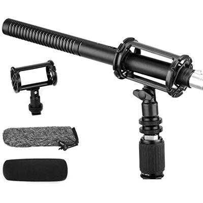 BOYA Shotgun BY-BM6060 XLR-microfoon, super cardioïde condensatormicrofoon met 24 48 V fantoomvoeding voor camera, camcorder, film, interview, tv-programma, podcast BOYA Shotgun BY-BM6060 XLR-microfoon, super cardioïde condensatormicrofoon met 24 48 V fantoomvoeding voor camera, camcorder, film, interview, tv-programma, podcast