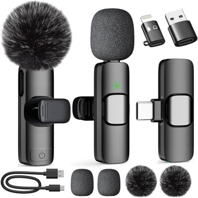 NXPZ Draadloze stropdasmicrofoon, mini-microfoon met plug-and-play clip met ruisonderdrukking, compatibel met iPhone, Android, ideaal voor video-opname, vlogs, TikTok, YouTube, live streaming NXPZ Draadloze stropdasmicrofoon, mini-microfoon met plug-and-play clip met ruisonderdrukking, compatibel met iPhone, Android, ideaal voor video-opname, vlogs, TikTok, YouTube, live streaming