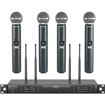 Phenyx Pro 4-kanaals autoscan PTU-7000-4H draadloos microfoonsysteem 4 dynamische microfoons, 4 x 40 frequenties, bereik 328 ft, live stem, erediensten, karaoke-evenementen Phenyx Pro 4-kanaals autoscan PTU-7000-4H draadloos microfoonsysteem 4 dynamische microfoons, 4 x 40 frequenties, bereik 328 ft, live stem, erediensten, karaoke-evenementen