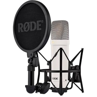 RØDE NT1 Signature Series condensatormicrofoon met groot membraan met schokbestendige houder, popfilter en XLR-kabel voor muziekproductie, spraakopname, streaming en podcasting (wit) RØDE NT1 Signature Series condensatormicrofoon met groot membraan met schokbestendige houder, popfilter en XLR-kabel voor muziekproductie, spraakopname, streaming en podcasting (wit)