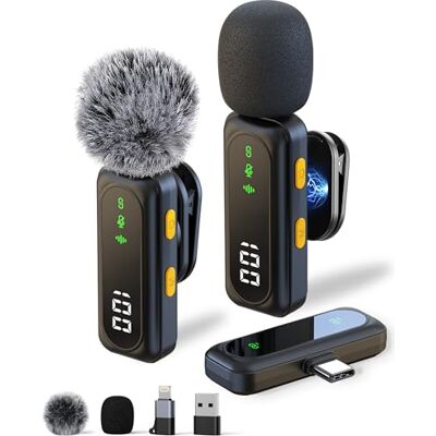Aiwgyibo Draadloze stropdasmicrofoon, draadloze microfoon, compatibel met iPhone/Android/computer, Bluetooth-microfoon met magnetische clip voor live streaming, vlogging, YouTube, TikTok en interviews (zwart) Aiwgyibo Draadloze stropdasmicrofoon, draadloze microfoon, compatibel met iPhone/Android/computer, Bluetooth-microfoon met magnetische clip voor live streaming, vlogging, YouTube, TikTok en interviews (zwart)