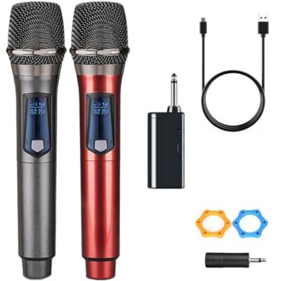 HUACAM Draagbare vaste frequentie draadloze microfoon met oplaadbare ontvanger 3,5 mm jack voor karaoke kerk DJ draagbare draadloze microfoon 61 m bereik HUACAM Draagbare vaste frequentie draadloze microfoon met oplaadbare ontvanger 3,5 mm jack voor karaoke kerk DJ draagbare draadloze microfoon 61 m bereik