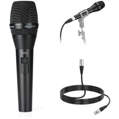 NEEWER DM01 Dynamische cardioïde microfoon met XLR-kabel voor podcast, zang, streaming, pc-games, spraak, live prestaties, impedantie 600Ω +/- 30%, frequentiebereik 100 Hz 10 kHz NEEWER DM01 Dynamische cardioïde microfoon met XLR-kabel voor podcast, zang, streaming, pc-games, spraak, live prestaties, impedantie 600Ω +/- 30%, frequentiebereik 100 Hz 10 kHz
