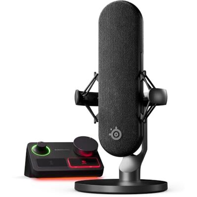 SteelSeries Alias Pro Kit — XLR Mic + Stream Mixer — 3x Bigger Capsule voor Gaming, Streaming en Podcasting — USB/XLR Interface — Sonar Audio Software — Custom Controls — RGB — Single of Dual PC SteelSeries Alias Pro Kit — XLR Mic + Stream Mixer — 3x Bigger Capsule voor Gaming, Streaming en Podcasting — USB/XLR Interface — Sonar Audio Software — Custom Controls — RGB — Single of Dual PC