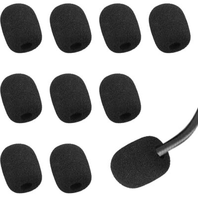 SZCXDKJ 10 stuks schuimrubberen hoezen voor microfoon en hoofdtelefoon windbescherming zwart SZCXDKJ 10 stuks schuimrubberen hoezen voor microfoon en hoofdtelefoon windbescherming zwart