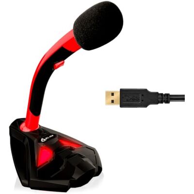 KLIM Voice USB-staande microfoon voor computer, professionele desktopmicrofoon, PS4, gamer, pc, PS4, nieuwe versie, rood KLIM Voice USB-staande microfoon voor computer, professionele desktopmicrofoon, PS4, gamer, pc, PS4, nieuwe versie, rood