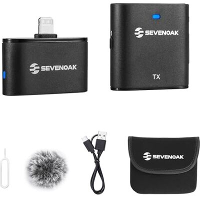 Sevenoak Lavalier draadloze microfoon met ruisonderdrukking/winst/mute, clip-on microfoon met stereo/mono voor iPhone iPad video-opname interview vlog SKM-S1 D (1 zender + 1 ontvanger) Sevenoak Lavalier draadloze microfoon met ruisonderdrukking/winst/mute, clip-on microfoon met stereo/mono voor iPhone iPad video-opname interview vlog SKM-S1 D (1 zender + 1 ontvanger)