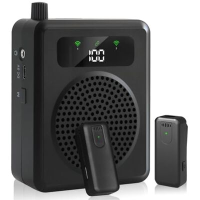 QEEKADA Draagbare Voice Versterker Met Mic Stropdas Voor Leraren Spraakversterker met 2 clip-on microfoons, draadloos Bluetooth-geluidssysteem voor training QEEKADA Draagbare Voice Versterker Met Mic Stropdas Voor Leraren Spraakversterker met 2 clip-on microfoons, draadloos Bluetooth-geluidssysteem voor training