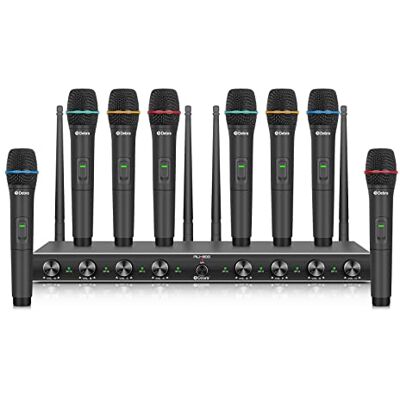 D Debra Audio AU800 Pro UHF 8-kanaals draadloos microfoonsysteem met 8 draadloze microfoons, metalen ontvanger, ideaal voor karaoke, kerkfeest (met 8 draagbare microfoons) D Debra Audio AU800 Pro UHF 8-kanaals draadloos microfoonsysteem met 8 draadloze microfoons, metalen ontvanger, ideaal voor karaoke, kerkfeest (met 8 draagbare microfoons)