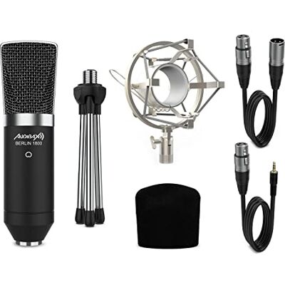 Audibax Berlin 1800 Silver Pack microfoon Studio groot diafragma Audibax Berlin 1800 Silver Pack microfoon Studio groot diafragma