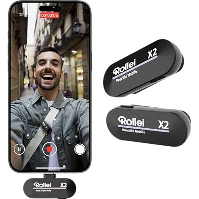 Rollei Hear:Me Mobile X2 draadloze dubbele microfoon voor studiokwaliteit, YouTube, streaming, vlogging en podcasts Rollei Hear:Me Mobile X2 draadloze dubbele microfoon voor studiokwaliteit, YouTube, streaming, vlogging en podcasts