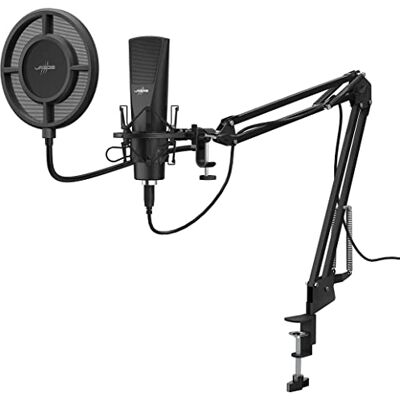 uRage Hama USB-streaming condensatormicrofoon met arm (microfoon voor cardioïde opname, studio, gesprek, YouTube Voice-over, computer, desktop of laptop, kabel 2,5 m, 20 Hz 16 kHz, 2200 Ω) zwart uRage Hama USB-streaming condensatormicrofoon met arm (microfoon voor cardioïde opname, studio, gesprek, YouTube Voice-over, computer, desktop of laptop, kabel 2,5 m, 20 Hz 16 kHz, 2200 Ω) zwart