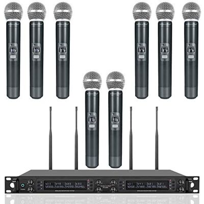 Phenyx Pro Draadloze UHF 8-kanaals autoscan PTU-6000-8H microfoonsysteem 8 dynamische handmicrofoons, 8 x 40 frequenties, bereik 328 ft, live stem, erediensten, karaoke-evenementen Phenyx Pro Draadloze UHF 8-kanaals autoscan PTU-6000-8H microfoonsysteem 8 dynamische handmicrofoons, 8 x 40 frequenties, bereik 328 ft, live stem, erediensten, karaoke-evenementen
