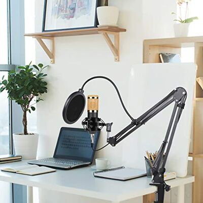 Ejoyous Professionele studio condensatormicrofoonset, USB-microfoon voor pc met standaard, popfilter, schuimrubberen kapset voor studio-opname, YouTube-uitzending Ejoyous Professionele studio condensatormicrofoonset, USB-microfoon voor pc met standaard, popfilter, schuimrubberen kapset voor studio-opname, YouTube-uitzending