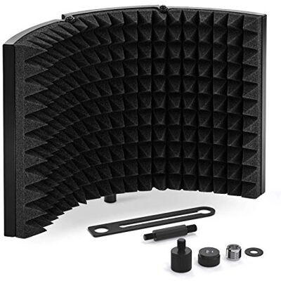 TONOR Microfoon Isolatie Shield, Studio Mic Geluidsabsorberende Schuim Reflector voor Condensator Microfoon Opnameapparatuur Studio, Zwart TONOR Microfoon Isolatie Shield, Studio Mic Geluidsabsorberende Schuim Reflector voor Condensator Microfoon Opnameapparatuur Studio, Zwart
