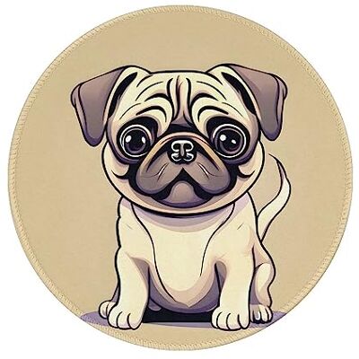 MyPiky Muismat, rond, rubber, antislip, met mopshond, cartoon, 20 x 20 cm, voor desktop computer MyPiky Muismat, rond, rubber, antislip, met mopshond, cartoon, 20 x 20 cm, voor desktop computer