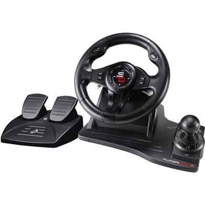SUBSONIC Superdrive GS550 racestuur met pedaal, koppelingspedalen en versnellingspook SUBSONIC Superdrive GS550 racestuur met pedaal, koppelingspedalen en versnellingspook