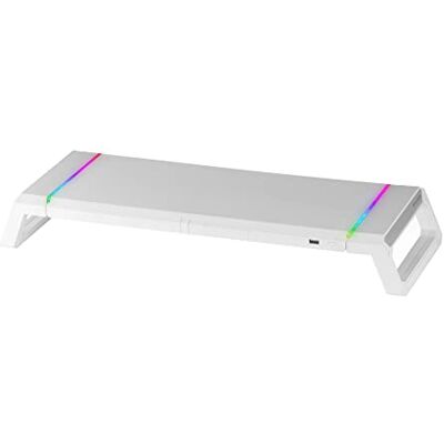 Mars Gaming MGS-One Wit, Chroma RGB-monitorhouder, verstelbare maat, houder voor smartphone en tablet, USB 2.0 aan de voorkant Mars Gaming MGS-One Wit, Chroma RGB-monitorhouder, verstelbare maat, houder voor smartphone en tablet, USB 2.0 aan de voorkant