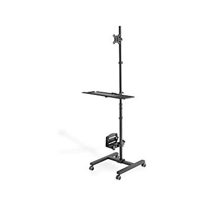 Digitus Mobiel werkstation met individuele hoogteverstelling voor schermen van 17" 32" geïntegreerd kabelbeheer met pc-houder zwart Digitus Mobiel werkstation met individuele hoogteverstelling voor schermen van 17" 32" geïntegreerd kabelbeheer met pc-houder zwart