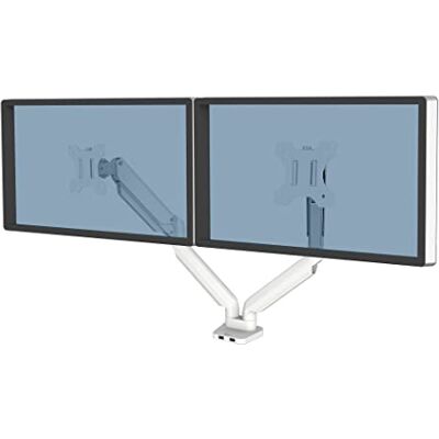 Fellowes 8056301 Platinum monitorhouder voor 2 monitoren tot 32 inch, in hoogte verstelbaar, VESA-standaard, 2 usb-poorten, wit Fellowes 8056301 Platinum monitorhouder voor 2 monitoren tot 32 inch, in hoogte verstelbaar, VESA-standaard, 2 usb-poorten, wit