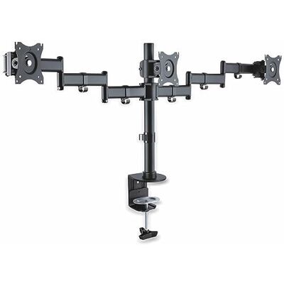 PureMounts PM-OFFICE-03 Bureaustandaard voor 3 monitoren van 13 tot 27 inch kantelbaar van -45° tot 45° draaibaar 180° draaibaar 360° in hoogte verstelbaar max. belasting 8kg VESA 100x100 zwart PureMounts PM-OFFICE-03 Bureaustandaard voor 3 monitoren van 13 tot 27 inch kantelbaar van -45° tot 45° draaibaar 180° draaibaar 360° in hoogte verstelbaar max. belasting 8kg VESA 100x100 zwart