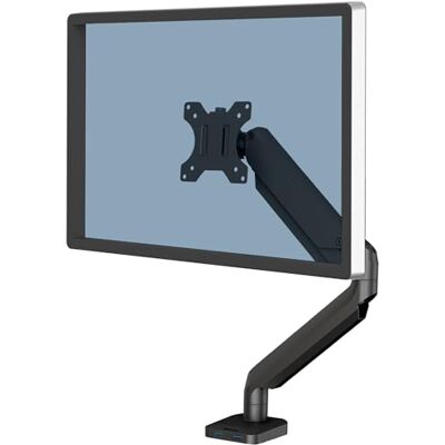 Fellowes 8043301 Platinum Single monitorarm voor 1 monitor tot 32 inch, in hoogte verstelbaar, VESA-standaard, 2 USB-poorten, zwart Fellowes 8043301 Platinum Single monitorarm voor 1 monitor tot 32 inch, in hoogte verstelbaar, VESA-standaard, 2 USB-poorten, zwart