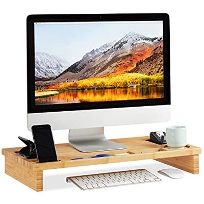 Relaxdays , Nature Laptopstandaard van bamboe, hoogte 9 x 60 x 30 cm, standaard Relaxdays , Nature Laptopstandaard van bamboe, hoogte 9 x 60 x 30 cm, standaard