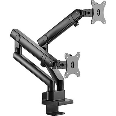 ICY BOX Monitorhouder voor 2 monitoren tot 32 inch (tot 8 kg, VESA 75 x 75/100 x 100), bevestiging aan tafelblad/tafelrand, staal, zwart, IB-MS314-T ICY BOX Monitorhouder voor 2 monitoren tot 32 inch (tot 8 kg, VESA 75 x 75/100 x 100), bevestiging aan tafelblad/tafelrand, staal, zwart, IB-MS314-T