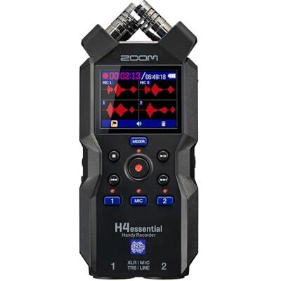 Zoom H4essential Draagbare recorder 4-track recorder met 32-bit float, X Float 32-bits X/Y XLR/TRS ingangsmicrofoons voor muziek, podcasts, bioscoopgeluid, zwart Zoom H4essential Draagbare recorder 4-track recorder met 32-bit float, X Float 32-bits X/Y XLR/TRS ingangsmicrofoons voor muziek, podcasts, bioscoopgeluid, zwart
