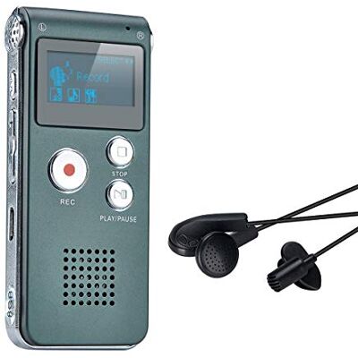 COVVY Dictafoon, digitale recorder, draagbaar, spraak, 8 GB, audio, mp3-speler, lcd (grijs) COVVY Dictafoon, digitale recorder, draagbaar, spraak, 8 GB, audio, mp3-speler, lcd (grijs)