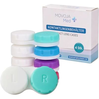 Movoja Fuchsi 4 stuks kiemvrije contactlenzenkoker Duits merk geschikt voor zachte en harde lenzen opslag van contactlenzen meerkleurig Movoja Fuchsi 4 stuks kiemvrije contactlenzenkoker Duits merk geschikt voor zachte en harde lenzen opslag van contactlenzen meerkleurig