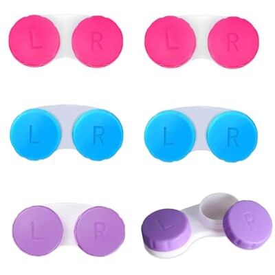 ZHjuju Set van 6 eenvoudige contactlenzenetui Geïntegreerde spiegel Lekvrij Voor contactlenzen ZHjuju Set van 6 eenvoudige contactlenzenetui Geïntegreerde spiegel Lekvrij Voor contactlenzen