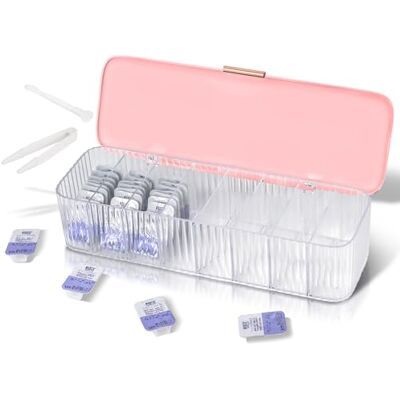 VORDRASSIL Dagelijkse organizer voor gekleurde contactlenzen, wegwerpcontactlenzendispenser, transparante kunststof doos voor alle merken lenzen, Roze, Modern VORDRASSIL Dagelijkse organizer voor gekleurde contactlenzen, wegwerpcontactlenzendispenser, transparante kunststof doos voor alle merken lenzen, Roze, Modern